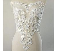 Selene Off-White Bridal Dress Lace Applique Shimmery Sequined Embroidery Flower Patch for Bodice Lingerie