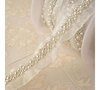 Selene Pearl Beaded Wedding Trim for Gowns, Bridal Sashes & Shoes - 2 Yards