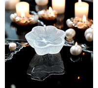Selenite Bowl Flower Shape 10cm Alter Cleansing Bowl Meditation Healing Metaphysical Spiritual Energy Dish Charging Crystal Gemstones Plate Tray Home Decoration Gift