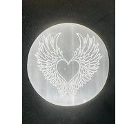 Selenite Charging Plate Round Angel Heart Shape Disc 8.5 cm - Natural Crystal Charging Stone for Cleansing & Recharging Crystals, Healing Stones, Selenite Slice for Meditation, Yoga & Home Décor