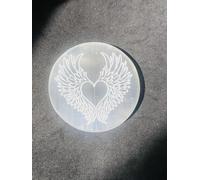 Selenite Charging Plate Round Heart Shape Disc 8.5 cm - Natural Crystal Charging Stone for Cleansing & Recharging Crystals, Healing Stones, Selenite Slice for Meditation, Yoga & Home Décor