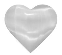 Selenite Crystal Heart Palm Stone - Pocket Massage Worry Stone for Natural Body Chakra Balancing, Reiki Healing and Crystal Grid