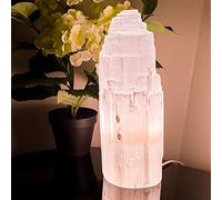 Selenite Crystal Lamp Mountain Tower Natural Calm Pleasing Light Healing Mineral Meditation Crystal Table Lamp Handmade Floor Decorative Gift Home Decor (30 cm)