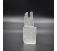 Selenite Crystal Mountain Pillar - Large White Tower Cylinder for Table - Raw Polish Spiritual Healing (Twin Tower 10 cm)