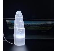 Selenite Crystal Mountain USB Lamp 15cm (White), Therapeutic Crystal, Great for Healing and Meditation, Perfect for Home Decoration