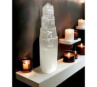 Selenite Crystal Tower Mountain Pillar Hand-Carved Large Natural White Healing Crystals for Meditation Spiritual Energy Alter Cleansing Table Decoration Pillar or Gifts (30cm)