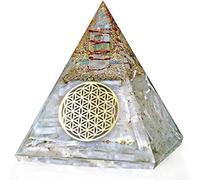 Selenite Glow Orgone Pyramid with Copper Coil - Handmade Crystal Energy Generator for Manifestation, Meditation & Positive Vibes - Glows in The Dark by Nilo Crystals®