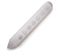Selenite Healing Wand 16cm with 7 Chakra Stones - Third Eye & Crown Chakra Connector, Ethereal Crystal for Honesty & Purity, Ideal for Meditation & Spiritual Enlightenment