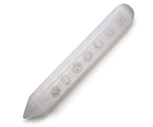 Selenite Healing Wand 16cm with 7 Chakra Stones - Third Eye & Crown Chakra Connector, Ethereal Crystal for Honesty & Purity, Ideal for Meditation & Spiritual Enlightenment