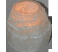 Selenite Round Tall Tealight Candle Holder - Di 6 Hi 8cm - Heavy 1kg