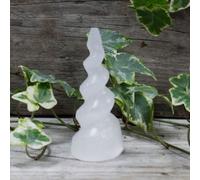 Selenite Spiral Unicorn Horn Tower - 10Cm Healing Crystal Gift