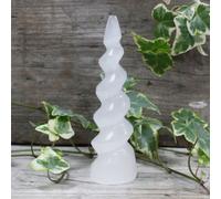 Selenite Spiral Unicorn Horn Tower - 15Cm, Healing Crystal, Morocco