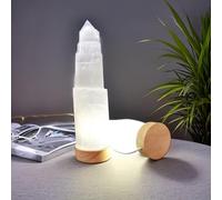 Selenite White Light LED Lamp in Various Sizes Elegant Illumination Pure Selenite Ambiance Light Lamp (30 cm)