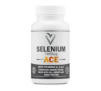Selenium 1000µg with Vitamins A, C & E - High Strength Immune Support Supplement - Antioxidant Protection - Cell Growth & Brain Function - 30 Vegan Tablets - Halal & GMP Certified
