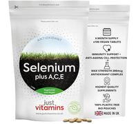 Selenium 200mcg Plus Vitamins A, C & E | 180 Vegan Tablets | Max Strength Antioxidant Complex | Supports Immunity, Skin, Hair & Nails | Anti-Ageing Cell Protection | UK Made - Just Vitamins