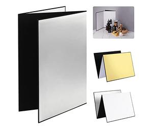 Selens 4 in 1 Light Reflector Photography Cardboard Diffuser 42x29.7CM Folding Board for Product Food Props Jewelry Still Life Shooting Silver/White/Gold/Black A3