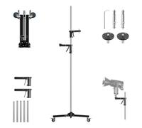 Selens 98"/250cm Heavy Duty Light Stand Stainless Steel Stand with Pistol Grip, Sliding Arm, Detachable Caster, Folding Leg