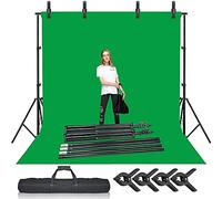 Selens Green Screen Backdrop Background with Stand Kit 2x3M Photography Support System Muslin Chromakey Backdrop 6.5x10ft with Clips Clamps for Photo Studio Video Portrait Product Shooting