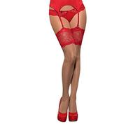 Selente Lovely Legs Seductive Women's Suspender Stockings/Hold-Up Stockings with Elegant Lace, Made in the EU, red, S-M