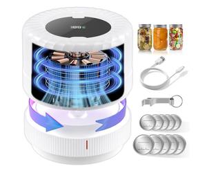 SelePow VP06+ Electric-Mason-Jar-Vacuum-Sealer, Automatic Cordless Can Sealer with LED Indicator Fits Wide Mouth and Regular Mouth Mason Jar for Food Storage and Fermentation, WhiteQ