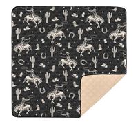 Selerdon Baby Play Mat Cowboy Western Cactus Vintage 50" X 50" Play Gym Crawling Mat Soft Non-Slip Portable Picnic Floor Mat for Infant, Babies, Toddler, Kids