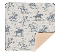 Selerdon Baby Play Mat Western Cowboy Horse Retro 50" X 50" Play Gym Crawling Mat Soft Non-Slip Portable Picnic Floor Mat for Infant, Babies, Toddler, Kids