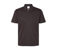 SELETED HOMME Men's Slhfave Zip Ss Polo Noos Shirt, Chocolate Cake, XXL