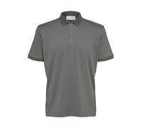 SELETED HOMME Men's Slhfave Zip Ss Polo Shirt, Agave Green, L