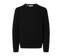 SELETED Homme SLHROSS LS Knit Structure Crew Neck Noos, Black, M