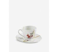 Seletti White Kintsugi N2 Porcelain Coffee Cup and Saucer