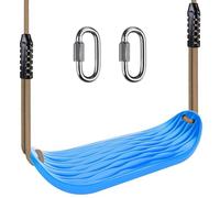 SELEWARE 17.5" X 6.3" Non Slip Plastic Swing Seat, Hanging Tree Swing Seat with Length Adjustable Nylon Rope and Stainless Steel Snap Hook Swing Set for Adult Kid Indoor Outdoor Playground Backyard