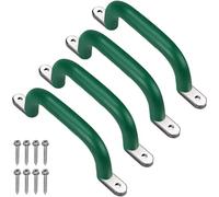 SELEWARE 4pcs Safety Playground Handles, Metal Grab Handles with Fnger Recesses for Children's Swing, Play Set, Climbing Frame, Playhouse Handles, 180 kg Load Capacity, green