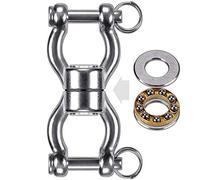SELEWARE Ceiling Hook Silent Bearing Swing Swivel w/ 2 Carabiners, Stainless Steel 544kg 360° Rotational Device Hanging Accessory for Tree Swing, Hammock Chair, Climbing Rope, Yoga, Kids Swing Swivel
