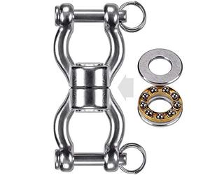 SELEWARE Ceiling Hook Silent Bearing Swing Swivel w/ 2 Carabiners, Stainless Steel 544kg 360° Rotational Device Hanging Accessory for Tree Swing, Hammock Chair, Climbing Rope, Yoga, Kids Swing Swivel