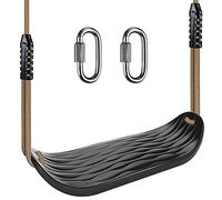 SELEWARE Plastic Swing Seat, Non Slip Tree Swing Set with 8ft Adjustable Rope and 2 Carabiners, Heavy Duty Playground Swing Set Accessories for Kid Indoor Outdoor Backyard, Black