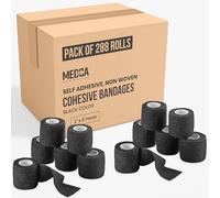 Self-Adherent Cohesive Bandage - Black Medical Wrap - (288 Rolls Bulk) - 2" Wide x 5 Yards Sports Tape for Medical Use, Sports, First Aid and Helps Protect Skin