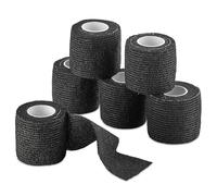 Self-Adherent Cohesive Bandage - Black Medical Wrap - 6 Rolls 2" Wide x 5 Yards Sports Tape for Medical Use, Sports, First Aid and Helps Protect Skin