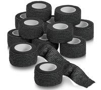 Self-Adherent Cohesive Bandage - Pack of 12 Rolls - 1" Wide x 5 Yards - Athletic Sports Tape for Medical Use, Sports, First Aid and Helps Protect Skin, Black