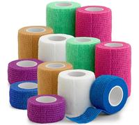 Self Adherent Cohesive Tape Rolls - Pack of 12-1" 2" 3" x5 Yards Combo Pack, Self Adhesive Bandage Rolls & Sports Athletic Wrap for Ankle, Wrist, Sprains and Swelling, Vet Wraps (Bright Neon Colors)