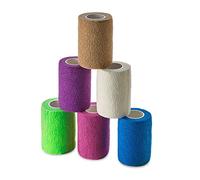 Self Adherent Wrap - Bulk Pack of 6, Athletic Tape Rolls and Sports Wraps, Self Cohesive Non-Woven Adhesive Bandage (3 in x 5 Yards) FDA Approved for Ankle Sprains & Swelling