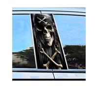 Self-Adhesive 2 PCS Car Door Pillar Decoration Sticker Jolly Roger Pattern Scratch Resistant Film