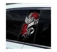 Self-Adhesive 2 Pieces Of Car Door Pillar Decoration Sticker Cross Rose Wing Ribbon Smooth Material Protection Film