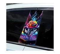 Self-Adhesive 2 Pieces Of Car Window Pillar Stickers Colorful Winged Rose Vinyl Protective Film