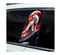 Self-Adhesive 2 Pieces Of Car Window Pillar Stickers White Wolf Howling At Moon Vinyl Protective Film