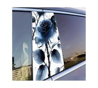 Self-Adhesive 2pcs Car Door Pillar Decoration Sticker Dark Blue Rose Glossy Protective Polyethylene Film