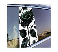 Self-Adhesive 2pcs Car Door Post Decals Dark Green Rose Glossy Protective Polyethylene Film