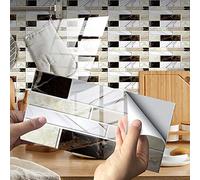 Self-Adhesive 3D Blue & Grey Brick Wall Tiles - 24pcs Tile Transfers for Kitchen Bathroom Floors Stairs & Wooden Surfaces - Easy Peel & Stick Decor