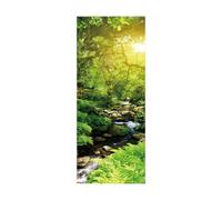 Self Adhesive 3D Door Murals Peel and Stick Decor Stickers Green Forest W35.4 x H78.7 Inch Art Canvas Wallpaper Removable Art Poster