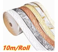 Self-Adhesive 3D Wallpaper Border Trim, 10 m × 8 cm × 5 mm XPE Foam Wall Cladding, Waterproof & Rent-Friendly for Kitchens, Bedrooms
