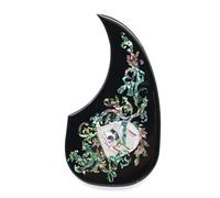 Self Adhesive Acoustic Guitar Pickguard Thickened Teardrop Shaped Guitar Pickguard Inlaid Abalone Shell Design for Most Martin Acoustic Guitar (White Shield Shell -Black)